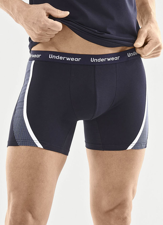 Unterwäsche - Dreierpack Pants mit bedruckten Einsätzen, in Größe 005 bis 011, in Farbe 2X NAVY, 1X SCHWARZ Ansicht 1