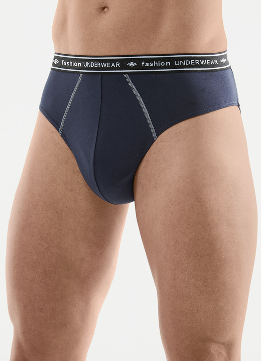 Unterwäsche - Viererpack Slips mit Elastikbund, in Größe 004 bis 010, in Farbe 2X NAVY, 2X HELLBLAU Ansicht 1