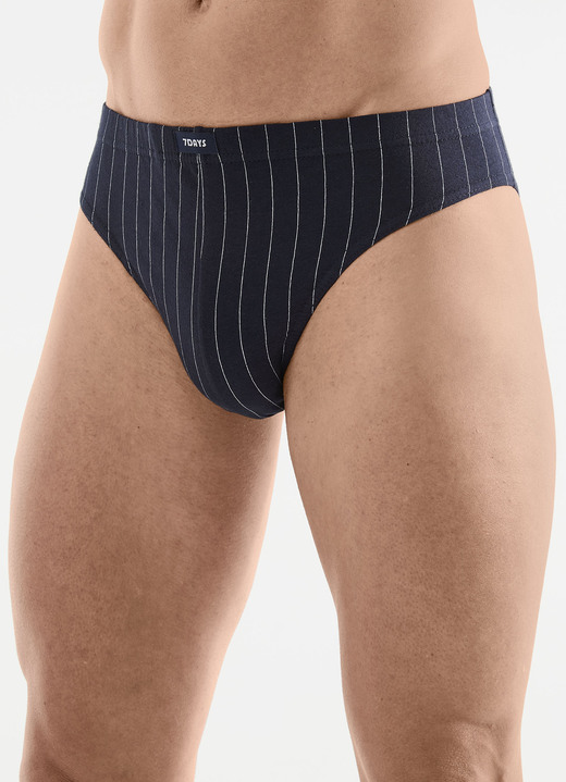 Unterwäsche - Viererpack Slips mit Streifendessin, in Größe 3XL bis XXL, in Farbe 1X MARINE, 1X SCHWARZ, 1X ANTHRAZIT MELIERT, 1X GRAU MELIERT Ansicht 1