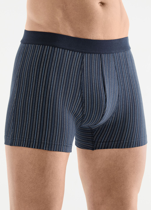 Unterwäsche - Viererpack Pants mit Softbund Unterwäsche - Viererpack Pants mit Softbund, in Größe 3XL bis XXL, in Farbe 1X MARINE GESTREIFT, 1X UNI MARINE, 1X ANTHRAZIT MEL. GESTREIFT, 1X UNI ANTHRAZIT MEL.