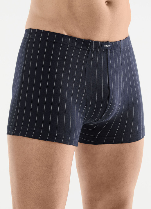 Unterwäsche - Viererpack Pants mit Streifendessin Unterwäsche - Viererpack Pants mit Streifendessin, in Größe 3XL bis XXL, in Farbe 1X MARINE, 1X SCHWARZ, 1X ANTHRAZIT MELIERT, 1X GRAU MELIERT