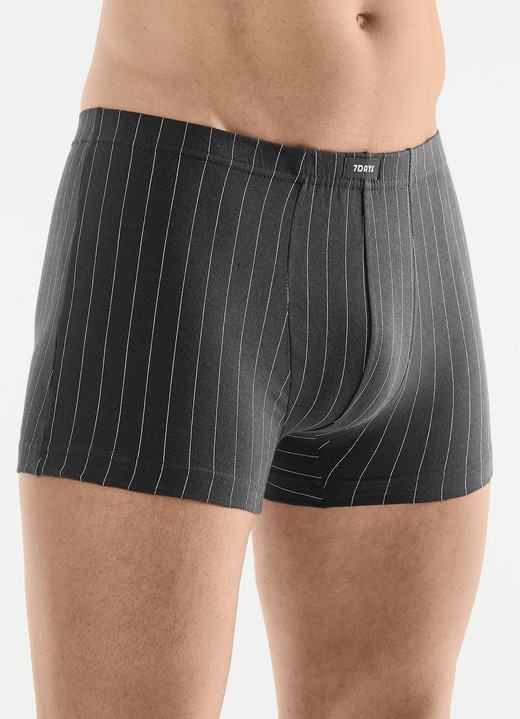 Unterwäsche - Viererpack Pants mit Streifendessin Ansicht 3 Unterwäsche - Viererpack Pants mit Streifendessin, in Größe 3XL (9) bis XXL (8), in Farbe 1X MARINE, 1X SCHWARZ, 1X ANTHRAZIT MELIERT, 1X GR Ansicht 3