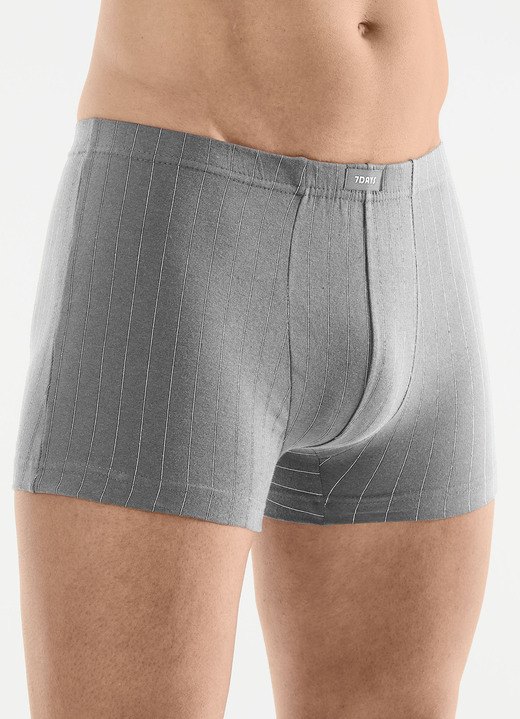 Unterwäsche - Viererpack Pants mit Streifendessin Ansicht 4 Unterwäsche - Viererpack Pants mit Streifendessin, in Größe 3XL (9) bis XXL (8), in Farbe 1X MARINE, 1X SCHWARZ, 1X ANTHRAZIT MELIERT, 1X GR Ansicht 4