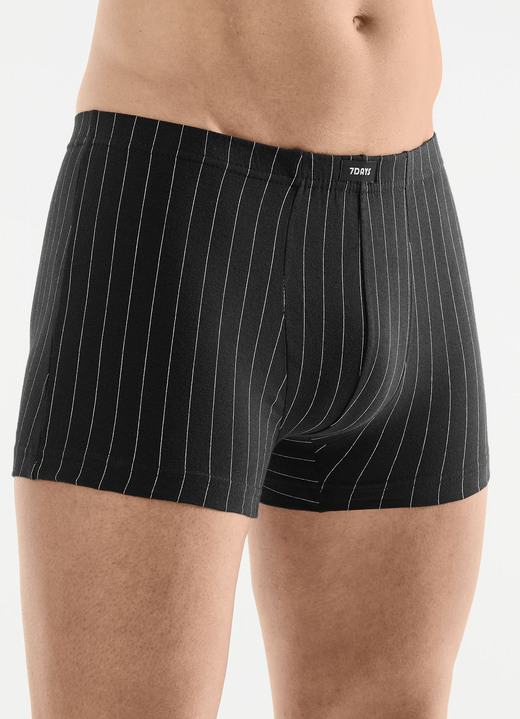 Unterwäsche - Viererpack Pants mit Streifendessin Ansicht 2 Unterwäsche - Viererpack Pants mit Streifendessin, in Größe 3XL (9) bis XXL (8), in Farbe 1X MARINE, 1X SCHWARZ, 1X ANTHRAZIT MELIERT, 1X GR Ansicht 2