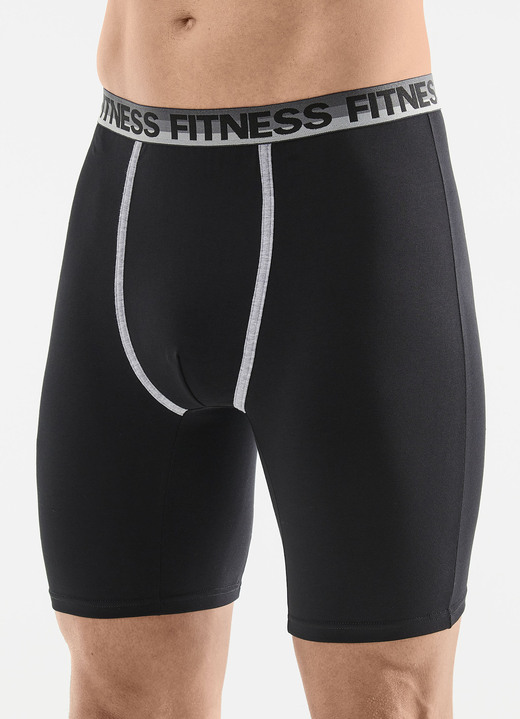 Unterwäsche - Dreierpack Longpants mit Elastikbund, in Größe 005 bis 011, in Farbe 2X SCHWARZ, 1X HELLGRAU MELIERT