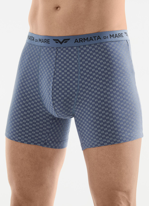 Unterwäsche - Dreierpack Pants mit Alloverdessin, in Größe 005 bis 011, in Farbe 3X INDIGOBLAU-GRAU
