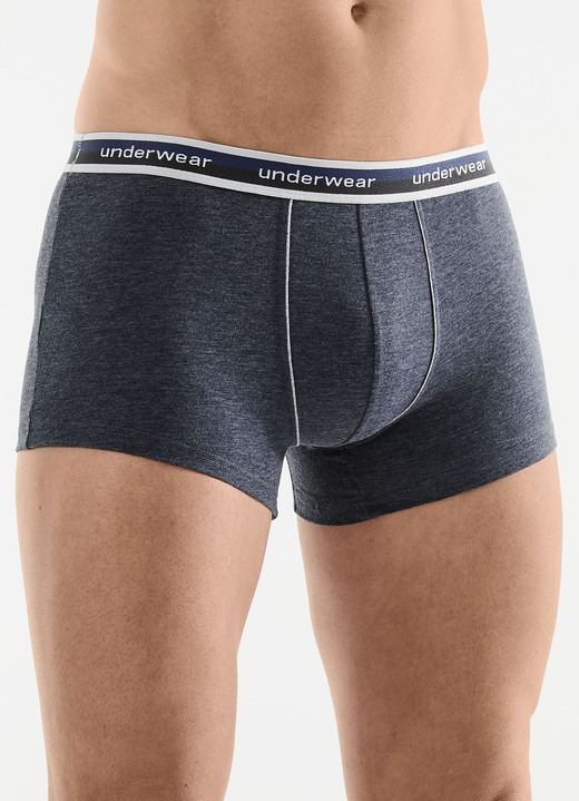 Unterwäsche - Fünferpack Pants mit Elastikbund, in Größe 005 bis 011, in Farbe 3X JEANSBLAU MELIERT, 2X HELLGRAU MELIERT Ansicht 1