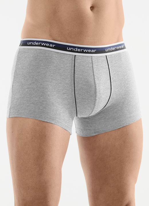 Unterwäsche - Fünferpack Pants mit Elastikbund, in Größe 005 bis 011, in Farbe 3X JEANSBLAU MELIERT, 2X HELLGRAU MELIERT Ansicht 2