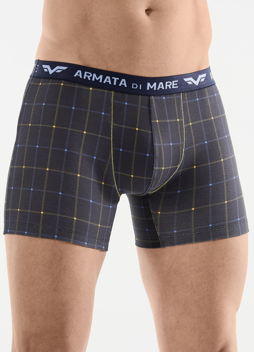 Unterwäsche - Viererpack Pants mit Karodessin, in Größe 005 bis 011, in Farbe 4X ANTHRAZIT-BLAU-GELB