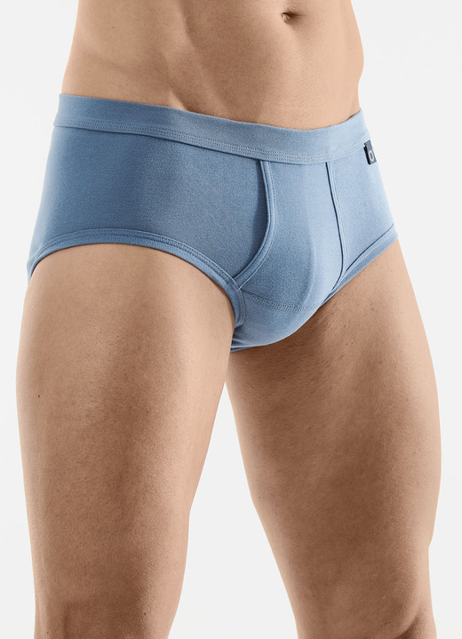 Unterwäsche - Pfeilring Dreierpack Slips aus Feinripp, in Größe 005 bis 014, in Farbe 2X JEANSBLAU, 1X MARINE