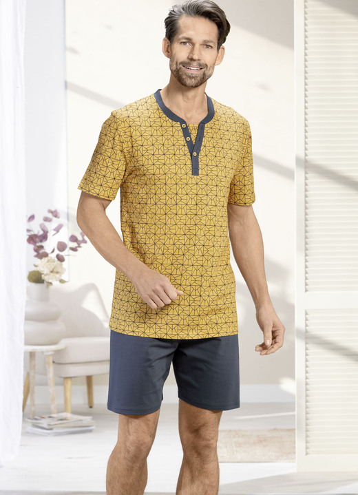 Mode - Shorty mit unterlegter Knopfleiste Ansicht 2 Mode - Shorty mit unterlegter Knopfleiste, in Größe 046 bis 062, in Farbe HONIG-ANTHRAZIT Ansicht 2