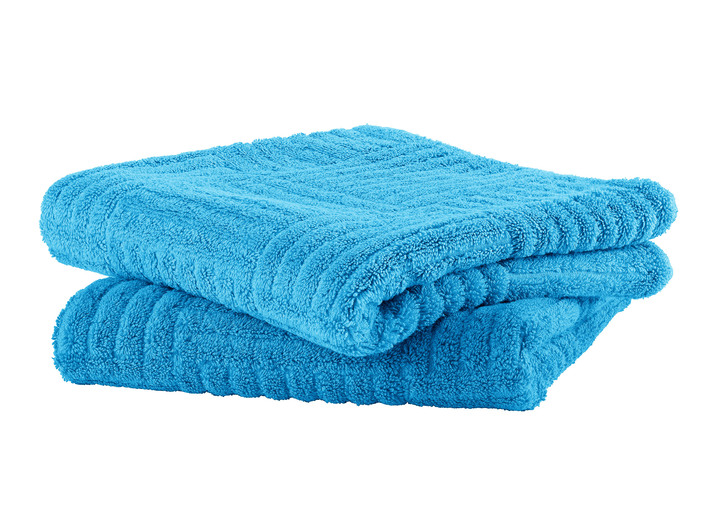 Handtücher - Flauschig weiche Frottier-Serie mit Hoch-Tief-Struktur, in Größe 200 (2 Handtücher, 50/100 cm) bis 204 (1 Duschtuch, 70/140 cm), in Farbe BLAU Ansicht 10