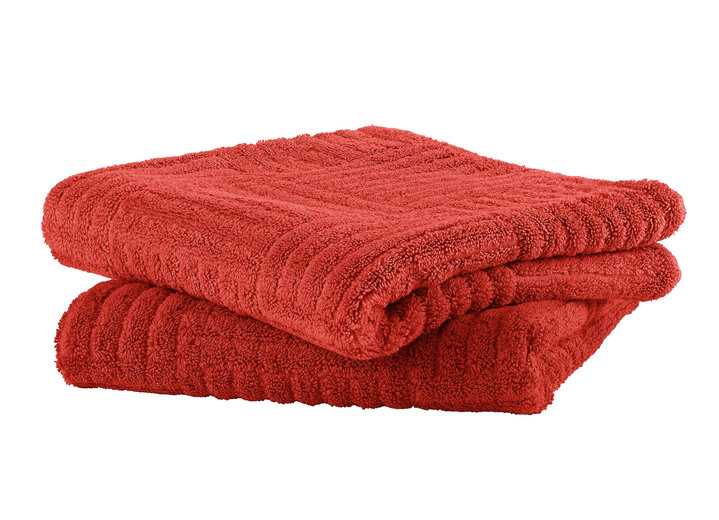 Handtücher - Flauschig weiche Frottier-Serie mit Hoch-Tief-Struktur, in Größe 200 (2 Handtücher, 50/100 cm) bis 204 (1 Duschtuch, 70/140 cm), in Farbe TERRA Ansicht 3