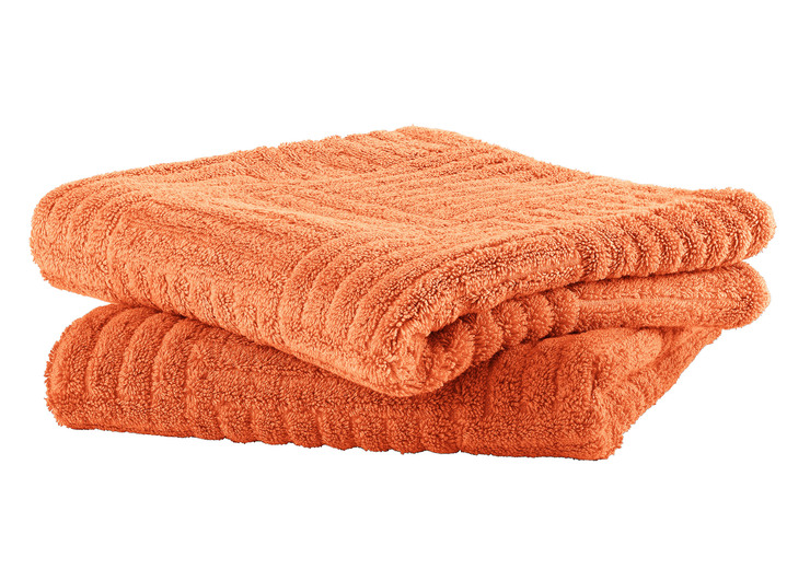 Handtücher - Flauschig weiche Frottier-Serie mit Hoch-Tief-Struktur, in Größe 200 (2 Handtücher, 50/100 cm) bis 204 (1 Duschtuch, 70/140 cm), in Farbe TERRA Ansicht 1