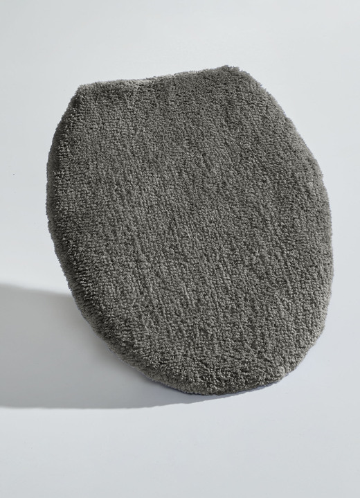 Badgarnituren - Herrlich weiche Badgarnitur, in Größe 100 (Vorleger halbrund, 50/ 80 cm) bis 112 (WC-Deckelbezug, 47/ 50 cm), in Farbe ANTHRAZIT Ansicht 1