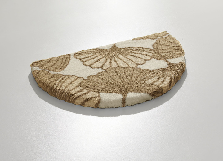 Badgarnituren - Badgarnitur mit Ginkgoblätter-Motiv, in Größe 100 (Vorleger halbrund, 50/ 80 cm) bis 112 (WC-Deckelbezug, 47/ 50 cm), in Farbe CAPPUCCINO Ansicht 10