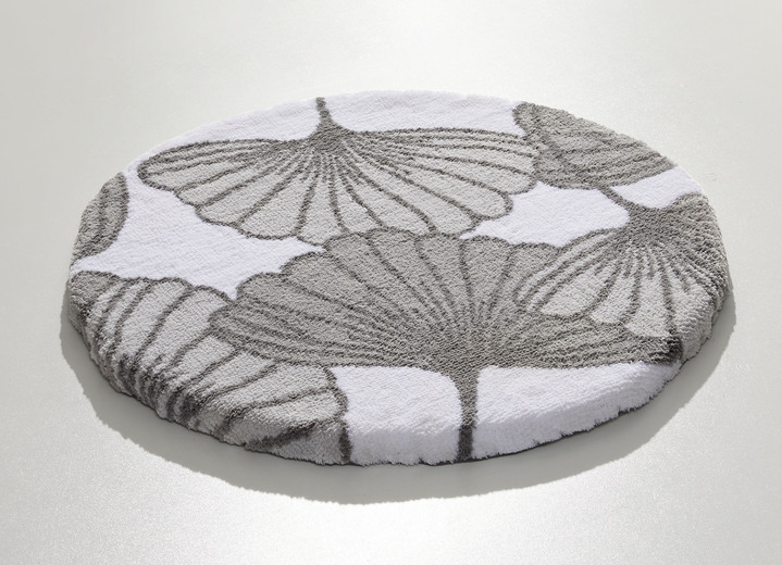 Badgarnituren - Badgarnitur mit Ginkgoblätter-Motiv, in Größe 100 (Vorleger halbrund, 50/ 80 cm) bis 112 (WC-Deckelbezug, 47/ 50 cm), in Farbe CAPPUCCINO Ansicht 6