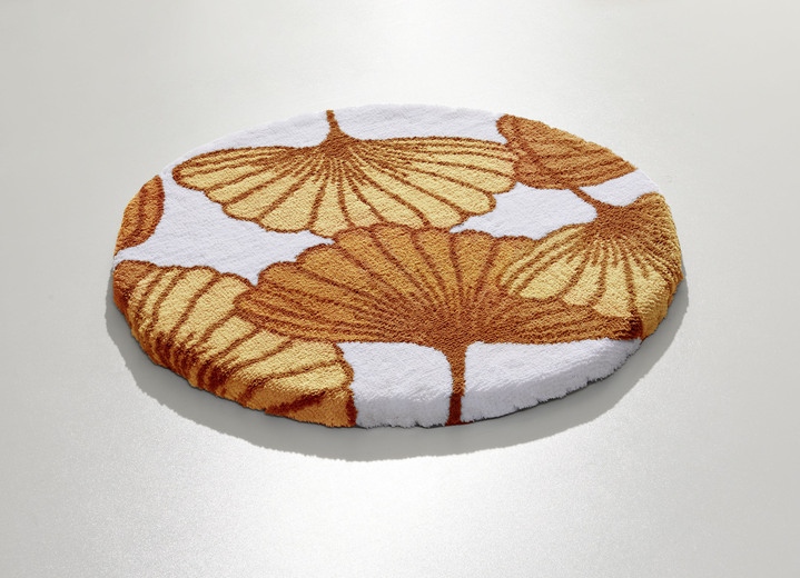 Badgarnituren - Badgarnitur mit Ginkgoblätter-Motiv, in Größe 100 (Vorleger halbrund, 50/ 80 cm) bis 112 (WC-Deckelbezug, 47/ 50 cm), in Farbe CAPPUCCINO Ansicht 18