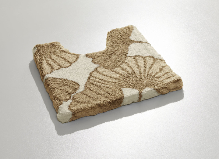Badgarnituren - Badgarnitur mit Ginkgoblätter-Motiv, in Größe 100 (Vorleger halbrund, 50/ 80 cm) bis 112 (WC-Deckelbezug, 47/ 50 cm), in Farbe CAPPUCCINO Ansicht 13