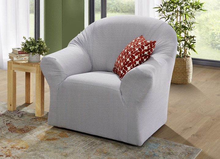 Sessel- & Sofaüberwürfe - Bi-elastische Stretchbezüge aus dem Hause Webana, in Größe 101 (Sesselbezug) bis 112 (Stuhlbezug, 2er-Set), in Farbe BEIGE Ansicht 4