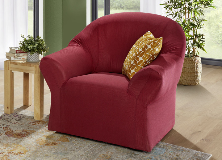 Sessel- & Sofaüberwürfe - Bi-elastische Stretchbezüge aus dem Hause Webana, in Größe 101 (Sesselbezug) bis 112 (Stuhlbezug, 2er-Set), in Farbe ROT Ansicht 1