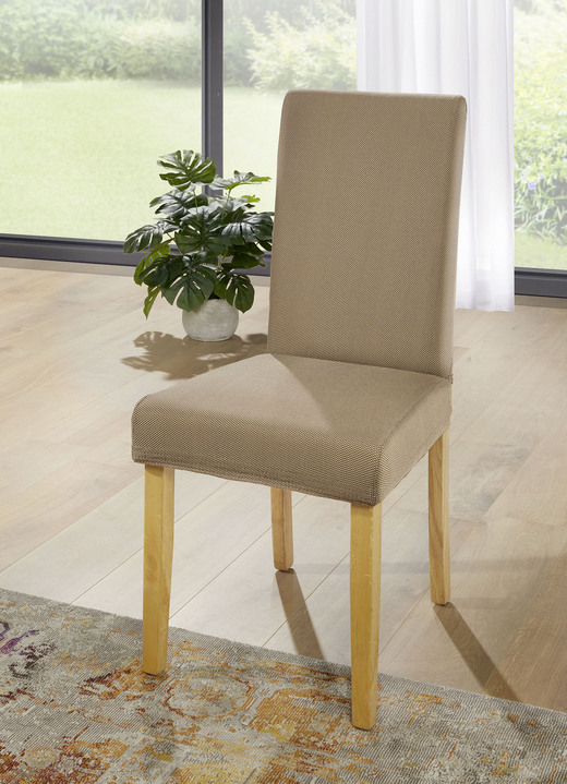 Sessel- & Sofaüberwürfe - Bi-elastische Stretchbezüge aus dem Hause Webana, in Größe 101 (Sesselbezug) bis 112 (Stuhlbezug, 2er-Set), in Farbe BEIGE Ansicht 12