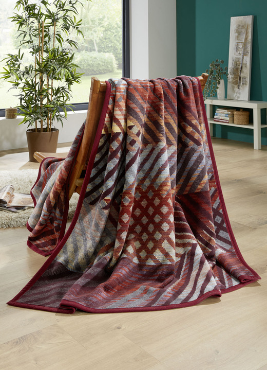 Decken - Schlafdecke mit Veloursbandeinfassung, in Farbe MULTICOLOR, in Ausführung Mit Streifen-Dessin Ansicht 4