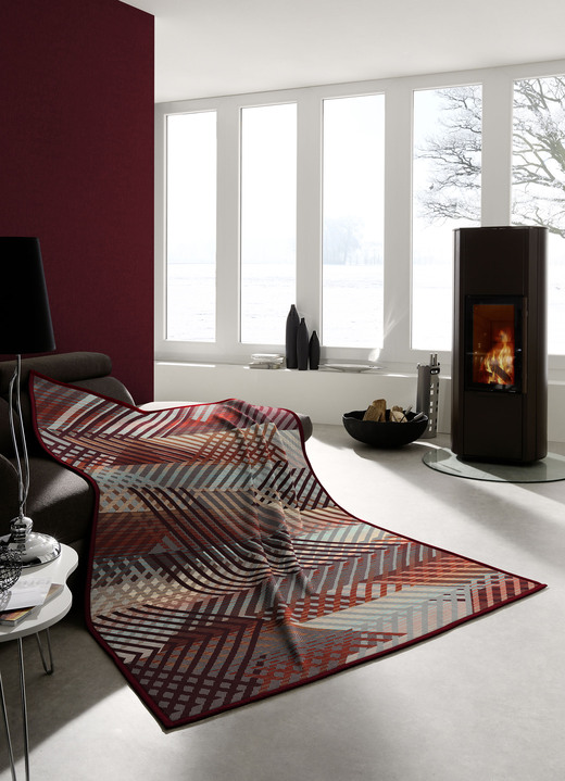 Decken - Schlafdecke mit Veloursbandeinfassung, in Farbe MULTICOLOR, in Ausführung Mit Streifen-Dessin Ansicht 5