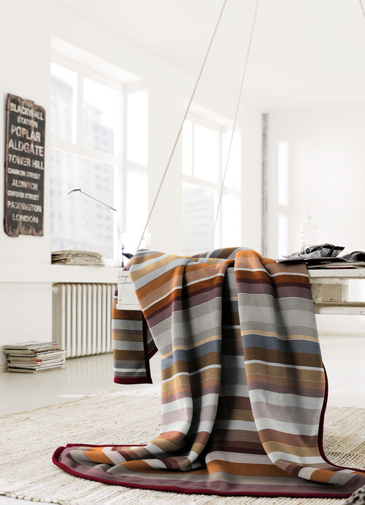Decken - Schlafdecke mit Veloursbandeinfassung, in Farbe MULTICOLOR, in Ausführung Mit Streifen-Dessin Ansicht 2