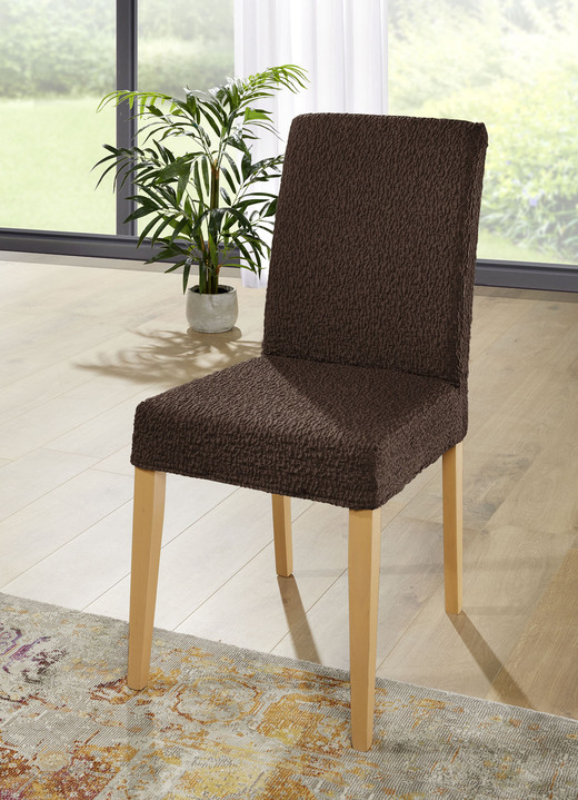 Sessel- & Sofaüberwürfe - Strapazierfähiger Stretch-Stuhlbezug, bi-elastisch, in Größe 106 (Stuhlbezug) bis 111 (Stuhlbezug, 2er-Set), in Farbe BRAUN Ansicht 1