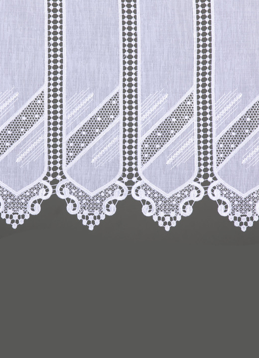 Landhaus & Küche - Kleinfenster-Store mit Macramé-Abschluss Ansicht 3 Landhaus & Küche - Kleinfenster-Store mit Macramé-Abschluss, in Größe 823 (H35xB120 cm) bis 890 (H90xB200 cm), in Farbe WEISS Ansicht 3