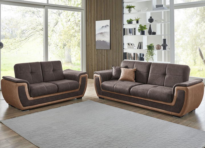 Funktions-Polstermöbel - Polstermöbel mit Liegefunktion und Bettkasten Ansicht 5 Funktions-Polstermöbel - Polstermöbel mit Liegefunktion und Bettkasten, in Farbe GRAU-CREME, in Ausführung Polstergruppe, 2-teilig mit Sessel Ansicht 5