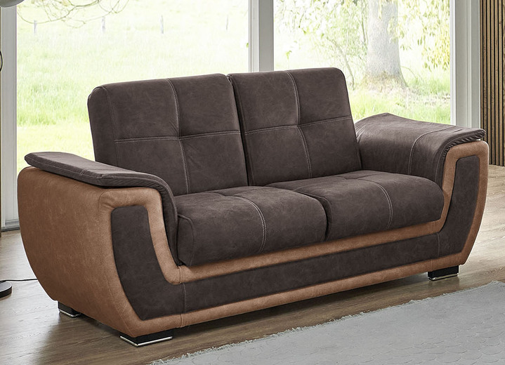 Funktions-Polstermöbel - Polstermöbel mit Liegefunktion und Bettkasten Ansicht 8 Funktions-Polstermöbel - Polstermöbel mit Liegefunktion und Bettkasten, in Farbe GRAU-CREME, in Ausführung Polstergruppe, 2-teilig mit Sessel Ansicht 8