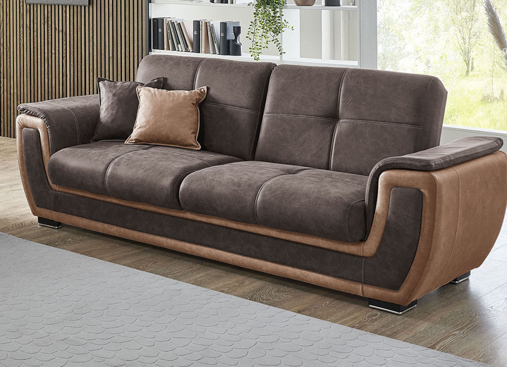 Funktions-Polstermöbel - Polstermöbel mit Liegefunktion und Bettkasten Ansicht 24 Funktions-Polstermöbel - Polstermöbel mit Liegefunktion und Bettkasten, in Farbe GRAU-CREME, in Ausführung Polstergruppe, 2-teilig mit Sessel Ansicht 24