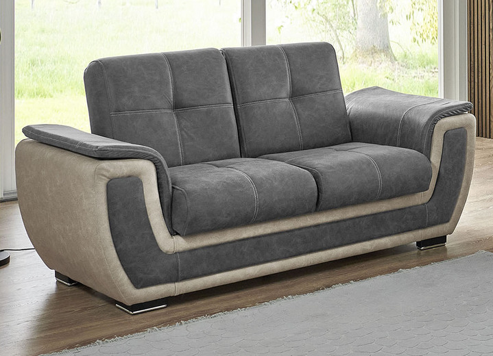 Funktions-Polstermöbel - Polstermöbel mit Liegefunktion und Bettkasten Ansicht 6 Funktions-Polstermöbel - Polstermöbel mit Liegefunktion und Bettkasten, in Farbe GRAU-CREME, in Ausführung Polstergruppe, 2-teilig mit Sessel Ansicht 6