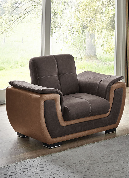 Funktions-Polstermöbel - Polstermöbel mit Liegefunktion und Bettkasten Ansicht 11 Funktions-Polstermöbel - Polstermöbel mit Liegefunktion und Bettkasten, in Farbe GRAU-CREME, in Ausführung Polstergruppe, 2-teilig mit Sessel Ansicht 11