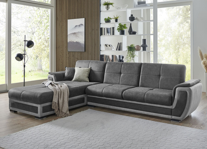 Funktions-Polstermöbel - Polstermöbel mit Liegefunktion und Bettkasten Ansicht 15 Funktions-Polstermöbel - Polstermöbel mit Liegefunktion und Bettkasten, in Farbe GRAU-CREME, in Ausführung Polstergruppe, 2-teilig mit Sessel Ansicht 15