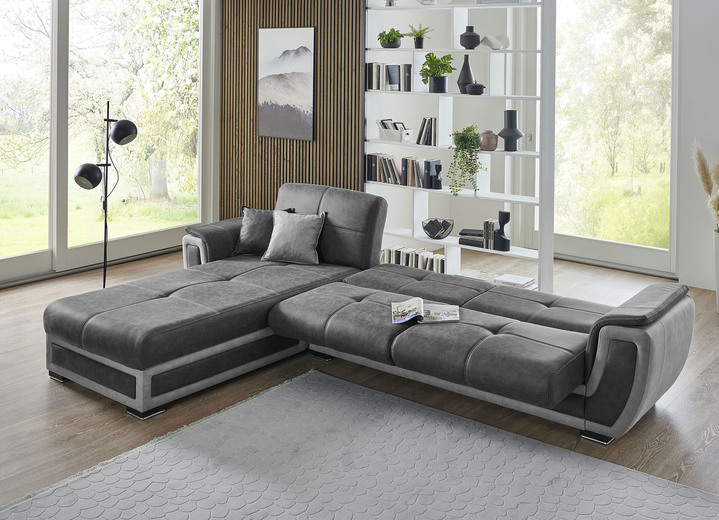Funktions-Polstermöbel - Polstermöbel mit Liegefunktion und Bettkasten Ansicht 16 Funktions-Polstermöbel - Polstermöbel mit Liegefunktion und Bettkasten, in Farbe GRAU-CREME, in Ausführung Polstergruppe, 2-teilig mit Sessel Ansicht 16