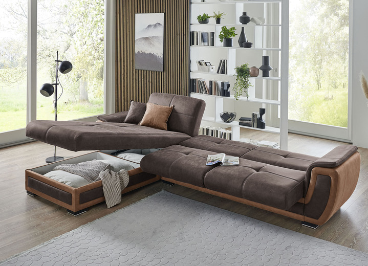 Funktions-Polstermöbel - Polstermöbel mit Liegefunktion und Bettkasten Ansicht 20 Funktions-Polstermöbel - Polstermöbel mit Liegefunktion und Bettkasten, in Farbe GRAU-CREME, in Ausführung Polstergruppe, 2-teilig mit Sessel Ansicht 20