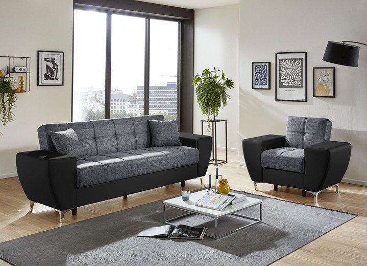 Funktions-Polstermöbel - Frei im Raum aufstellbare Polstermöbel mit Bettkasten und Liegefunktion, in Farbe ANTHRAZIT-SCHWARZ, in Ausführung Sessel Ansicht 23