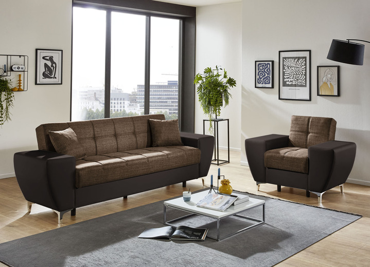 Funktions-Polstermöbel - Frei im Raum aufstellbare Polstermöbel mit Bettkasten und Liegefunktion, in Farbe ANTHRAZIT-SCHWARZ, in Ausführung Sessel Ansicht 24