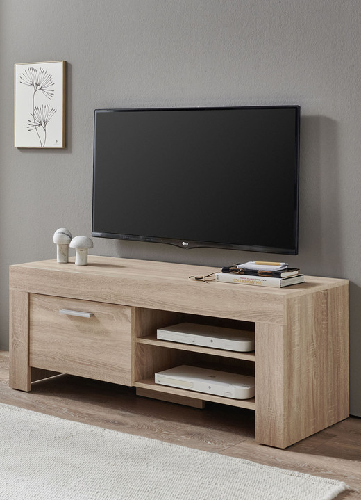 Hifi- &  TV-Möbel - TV-Longboard mit Griffen in Aluminium-Optik, in Farbe WEISS, in Ausführung klein Ansicht 4