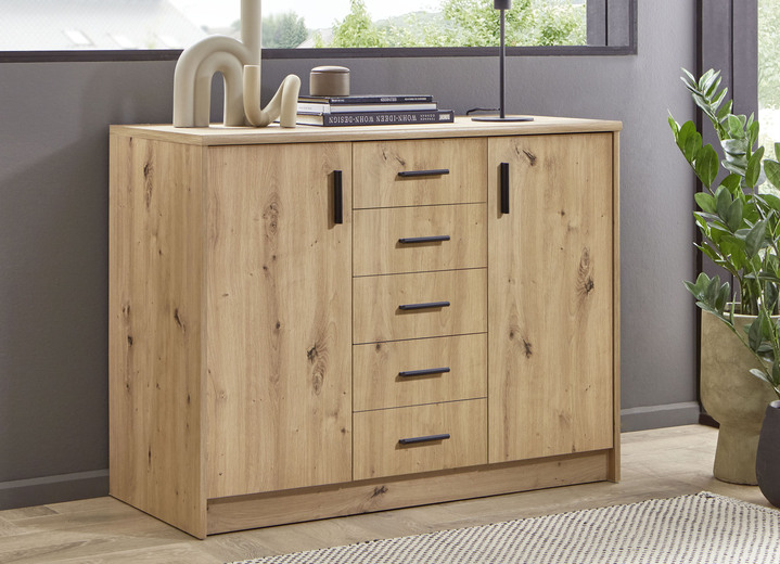 Sideboards & Kommoden - Kombistarke Kommodenserie, in Farbe ARTISAN EICHE-KASCHMIR, in Ausführung Kommode, 2-türig, 5 Schubladen Ansicht 5
