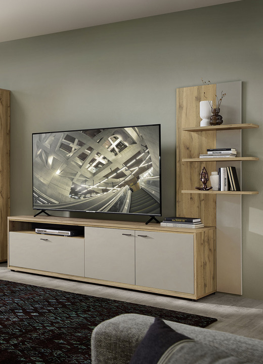 Hifi- &  TV-Möbel - TV-Longboard mit Wandpaneel, in Farbe ARTISAN EICHE-GRAFIT Ansicht 2