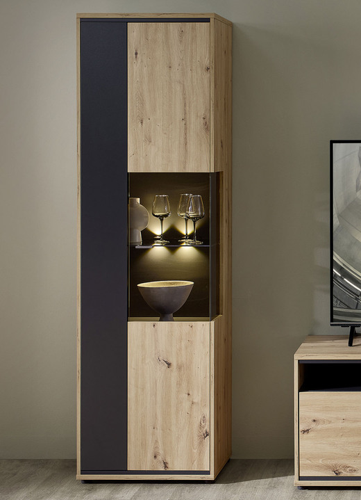 Vitrinen & Highboards - Vitrine mit LED-Beleuchtung, in Farbe ARTISAN EICHE-GRAFIT Ansicht 1