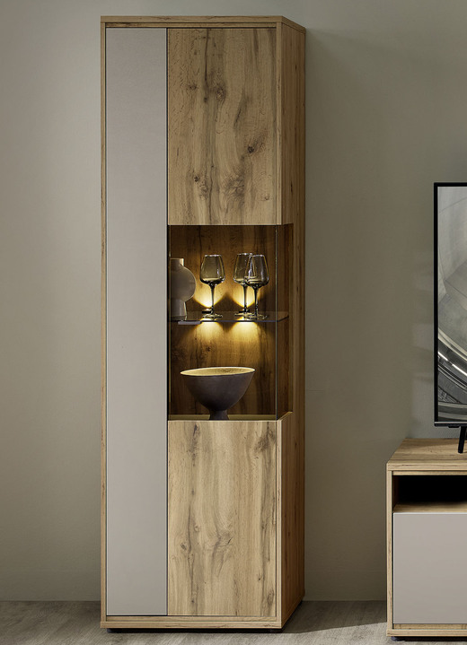 Vitrinen & Highboards - Vitrine mit LED-Beleuchtung, in Farbe EICHE ALTHOLZ-KASCHMIR Ansicht 1