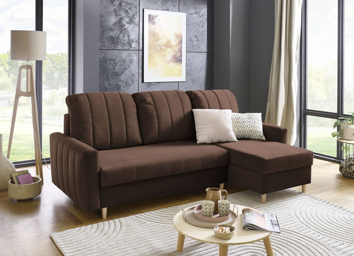 Funktions-Polstermöbel - Polsterecke mit Bettfunktion und Bettkastenn, in Farbe BEIGE Ansicht 9