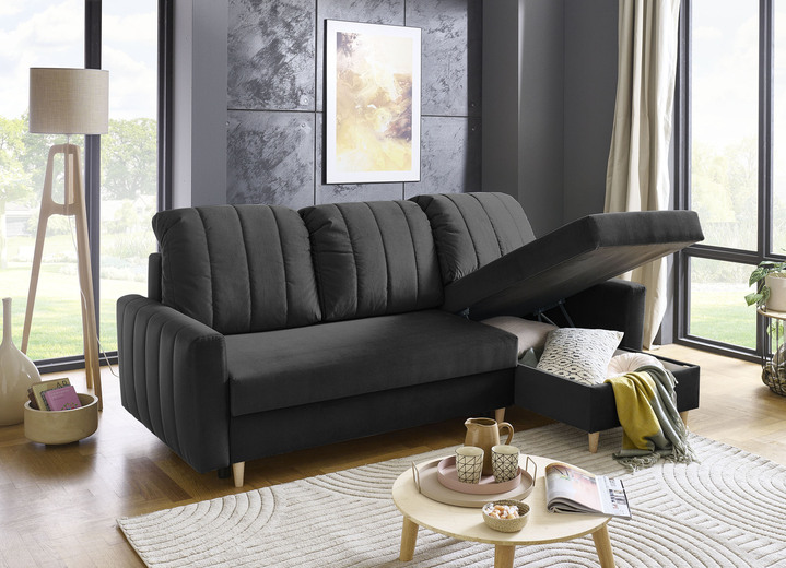 Funktions-Polstermöbel - Polsterecke mit Bettfunktion und Bettkastenn, in Farbe BEIGE Ansicht 14