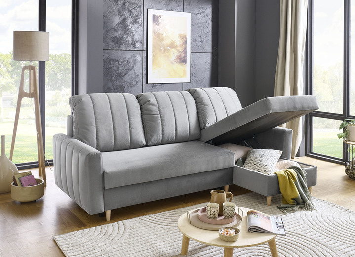 Funktions-Polstermöbel - Polsterecke mit Bettfunktion und Bettkastenn, in Farbe BEIGE Ansicht 6