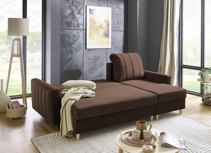 Funktions-Polstermöbel - Polsterecke mit Bettfunktion und Bettkastenn, in Farbe BEIGE Ansicht 11